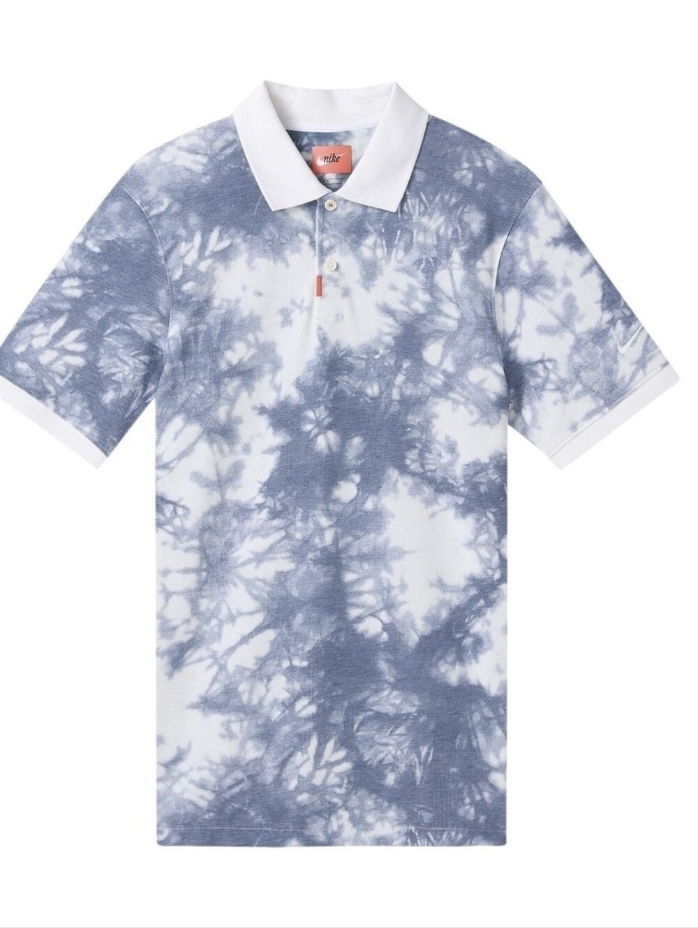 Nike Golf Pique Knit Polo Shirt Blue Tie Dye Dri Fit Cotton Casual Mens Sz Med